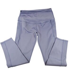 LegEnd Active Womens High Waisted Ribbed Panel Leggings Lavender Purple Size L